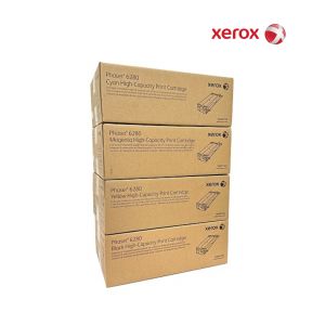 Xerox 106R01395 Black|106R01392 Cyan|106R01394 Yellow|106R01393 Magenta Toner Cartridge Standard Set For  Xerox Phaser 6280DN, Xerox Phaser 6280N