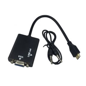 Mini HDMI to VGA Cable Adapter Converter with 3.5mm Audio Cable, 1080p HD