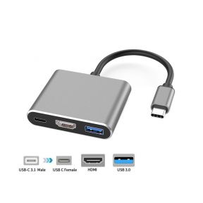 USB 3.1 Type C to HDMI 4K with USB 3.0 Hub USB C Female Cable Converter Adapter Hub for MacBook