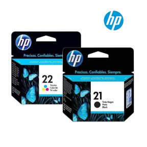 HP 21/22 Ink Cartridge 1 Set | Black C9351A | Colour C9352AN for HP Officejet J3680, 4315, PSC 1410, 3180 Fax, Deskjet F380, F4180, D2360, 3930, D1560, 3940, D1455, D2430 Printer 