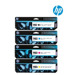 HP 980 Ink 1 Set | Black D8J10A | Cyan D8J07A | Magenta D8J08A | Yellow D8J09A for HP OfficeJet Enterprise Color X555xh, X555dn, MFP X585dn, MFP X585f, MFP X585z Printer