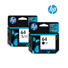 HP 64 Ink Cartridge 1 Set | Black N9J90AN | Colour N9J89AN for HP ENVY Photo 7155, 6255, 7855, Tango X, Tango Printer