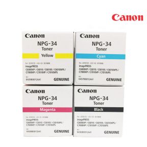 Canon NPG-34 Toner Cartridge 1 Set | Black | Cyan | Magenta | Yellow For CANON ImagePRESS C6000, 7000 Copiers