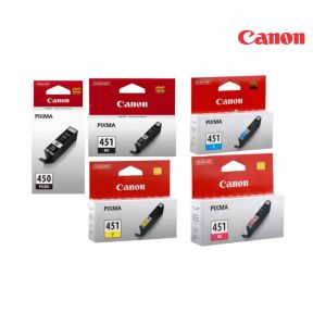 Canon PGI-450/CLI-451 Ink Cartridge 1 Set | Black | Colour| For Pixma iP7240, MG5440, MG6340 Printers