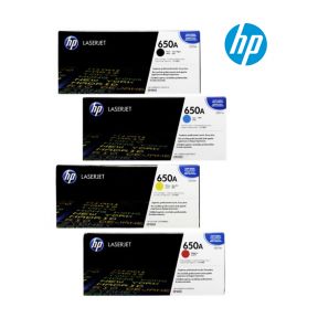 HP 650A 1 Set Original Toner | Black CE270A | Cyan CE271A | Yellow CE272A | Magenta CE273A For HP Color LaserJet Enterprise CP5525dn, CP5525n CP5525xh, M750dn, M750n, M750xh Printers