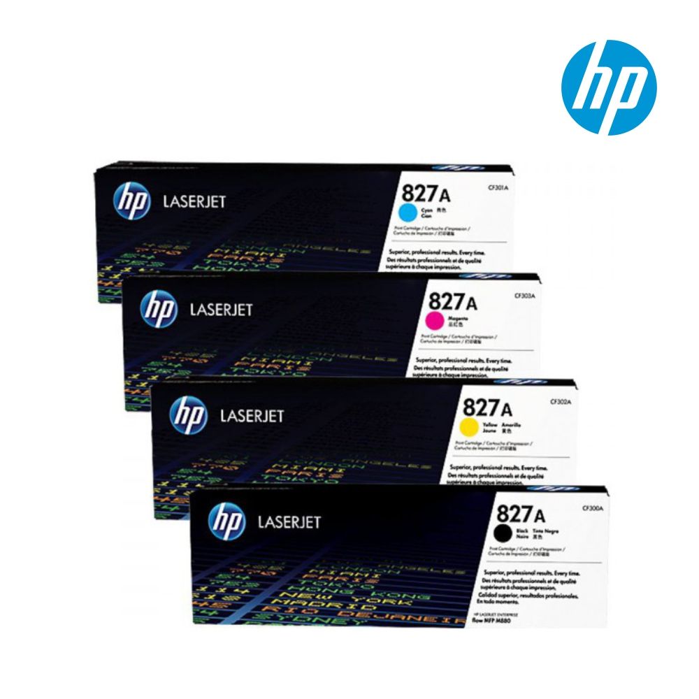 HP 827 Set Original Toner| Black CF300A Cyan CF301A Yellow CF302A  Magenta CF303A For HP Color LaserJet Enterprise flow M880z, M880z+  NFC/Wireless Direct, M880z+ A3 All-In-One Printers
