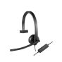 Logitech H570e Wired Headset, Mono Headphones with Noise-Cancelling Microphone, USB, In-Line Controls with Mute Button