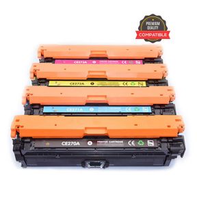 HP 650A 1 Set Compatible Toner | Black CE270A | Cyan CE271A | Yellow CE272A | Magenta CE273A  For HP Color LaserJet Enterprise CP5525dn, CP5525n, CP5525xh, M750dn, M750n, M750xh Printers