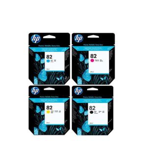 HP 82 Ink Cartridge 1 Set | Black C4910A | Cyan C4911A | Magenta C4912A | Yellow C4913A for HP DesignJet 500, 500PS, 800, 800PS, 510, 815MFP, 820MFP, cc800ps Printer