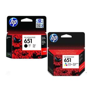 HP 651 Ink Cartridge 1 Set | Black C2P10A | Colour C2P11A for Hp Officejet 202, 252, Deskjet ink Advantage 5575, 5645 AIO Printer