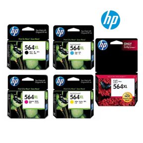 HP 564XL Ink Cartridge 1 Set | Black CN680W | Cyan CN681 | Magenta CN682W | Yellow CN683W | Photo Black CR276W For HP Deskjet 3520 3521 3522 3526 Officejet 4610 4620 4622 Photosmart 5510 5512 5514 5515 5520 5525 6510 6512 6515 6520 6525 7510 7515 752 Prin