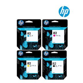 HP 82 Ink Cartridge 1 Set | Black C4910A | Cyan C4911A | Magenta C4912A | Yellow C4913A for HP DesignJet 500, 500PS, 800, 800PS, 510, 815MFP, 820MFP, cc800ps Printer