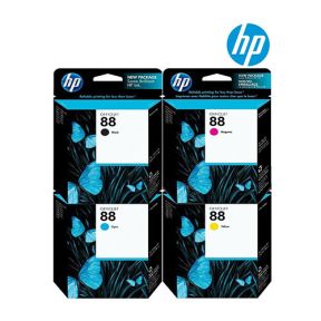 HP 88 Ink Cartridge 1 Set | Black C9385A | Cyan C9386A | Magenta C9387A | Yellow C9388A for HP Officejet Pro K5400, K5400dn, K5400dtn, K5400dtwn, K5400n, K550, K550dtn, K550dtwn, K8600, K8600dn, L7480, L7550, L7555, L7570, L7580, L7590, L7680 Printer