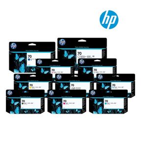 HP 70 130ml Ink Cartridge 1 Set | Photo Black C9449A | Matte Black C9448A | Gray C9450A | Light Gray C9451A |Gloss C9459A | Blue C9458A |Light Cyan C9390A | Magenta C9453A | Light Magenta C9455A |Yellow C9454A for HP Designjet Z2100, Z2100 24-in, Z2100 44