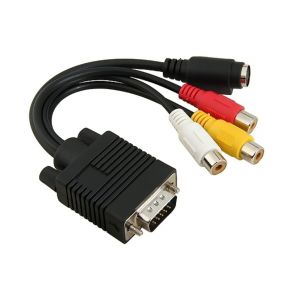 VGA SVGA to S-Video 3 RCA AV TV Out Cable Adapter Converter PC Computer Laptop