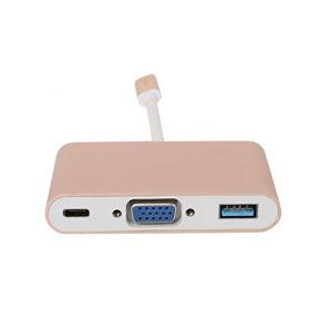 USB 3.1 Type-C Male to VGA USB 3.0 Type-C Female 3-in-1 Adapter Cable for MacBook