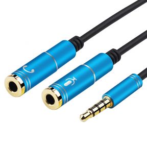 Colorful Metal Shell 4pin Headphone Splitter Cable 3.5mm Aux Cable One Male to Two Female