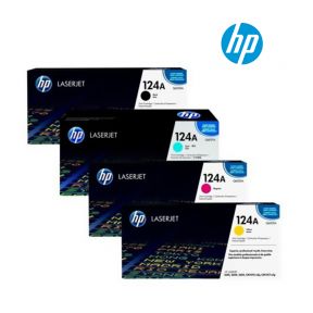 HP 124A 1 Set Original Toner | Black Q6000A | Cyan Q6001A | Yellow Q6002A | Magenta Q6003A For HP Color LaserJet 1600,2600, 2600n, 2605, 2605dn, 2605dtn, CM1015 MFP, CM1017 MFP Printers