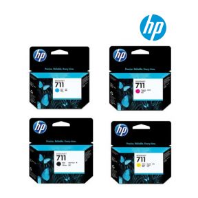 HP 711 Ink Cartridge 1 Set | Black 3WX01A | Cyan CZ130A | Magenta CZ131A | Yellow CZ132A For HP DesignJet T100, T120, T125, T130, T530, T520, T525 Printer