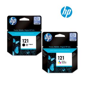HP 121 Ink Cartridge 1 Set | Black CC640H | Colour CC643HE for HP Deskjet D1663, D2530, D2563, F2483, F4213, F4275, F4283, Envy 100 D410a, 100 D410b, 110 D411a, 110 D411b, 114 D411c, 120 Printer
