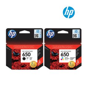 HP 650 Ink Cartridge 1 Set | Black CZ101A | Colour CZ102A for HP Deskjet Ink Advantage 2515, 1015, 1515, 2545, 2645 All-in-One Printer