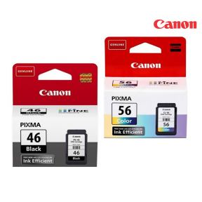 Canon CL-56/PG-46 Ink Cartridge 1 Set | Black | Colour| For Canon PIXMA E404, E464, E484 Printers