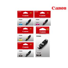 Canon CLI-551/550 Ink Cartridge 1 Set | Black | Colour| For PIXMA iX6850, MX925, MG6650, iP7250, MX725, MG6450, MG5450, MG5550, MG5650, iP8750, MG6350, MG7150, MG7550 Printers