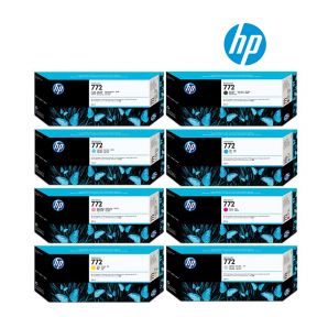 HP 772 300ml Ink Cartridge 1 Set | Matte Black CN635A | Photo Black CN633A | Gray CN634 A | Cyan CN636A | Light Cyan CN632 | Magenta CV629A | Light Magenta CN631A | Yellow CN360A for HP HP DesignJet Z5400 44-in, Z5200 44-in PostScript Printer
