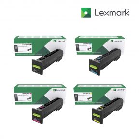 Lexmark 72K10K0 Black|72K10C0 Cyan|72K10Y0 Yellow|72K10M0 Magenta 1 Set Standard Toner Cartridge For Lexmark CS820de, Lexmark CS820dte, Lexmark CS820dtfe, Lexmark CX820de, Lexmark CX820dtfe, Lexmark CX825de