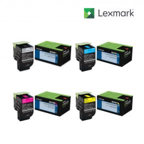 Lexmark 80C1HK0-Black|80C1HC0-Cyan|80C1HM0-Magenta|80C1HY0-Yellow 1 Set Standard Toner Cartridge For Lexmark CX410de, Lexmark CX410dte, Lexmark CX410e, Lexmark CX510de, Lexmark CX510dhe, Lexmark CX510dthe