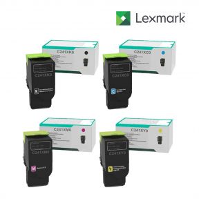 Lexmark C241XK0-Black|C241XC0-Cyan|C241XY0-Yellow|C241XM0-Magenta 1 Set Toner Standard Cartridge For Lexmark C2425, Lexmark C2425dw, Lexmark C2535, Lexmark C2535dw, Lexmark C2640, Lexmark MC2425, Lexmark MC2425adw Printers