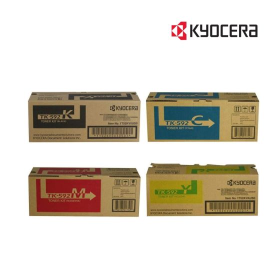  Kyocera TK592 Toner Cartridge Set For Kyocera FS-C2026,  Kyocera FS-C2126,  Kyocera FS-C2526,  Kyocera FS-C2626,  Kyocera FS-C5250DN,  Kyocera M6026cidn,  Kyocera M6526cdn,  Kyocera M6526cidn,  Kyocera P6026cdn