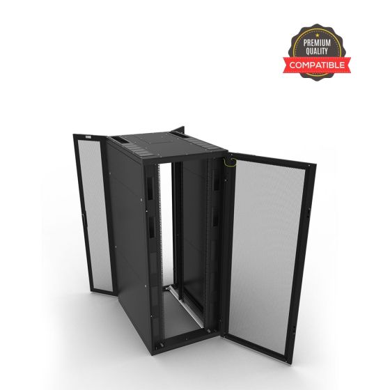 47U 800X1200 Deep Server Floor Cabinet Flat Pack Black 4 CTNS (4 Fans, 3 Shelves, Castors, Adjustable feet, Earthing kit, Cage nuts) + (Front Mesh Door & Back Double Mesh Door) + (Frames) + (Vertical Cable Managers)