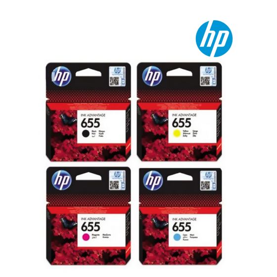 HP 655 Ink Cartridge 1 Set | Black CZ109A | Cyan CZ110A | Magenta CZ111A | Yellow CZ112A For HP Deskjet D2360, D2460, F2180, F380, F4180, Officejet 4315 and J3680 Printer