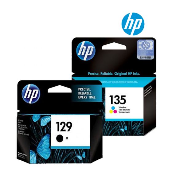 HP 129/135 Ink Cartridge 1 Set | Black C9364H | Colour C8766H For HP Officejet H470wbt, K7103, 100, 6313,6213, Deskjet 6943, 6983, D4163, 594, Photosmart 2573, 8053, 8753, C5283, C4183, D5063 Printer