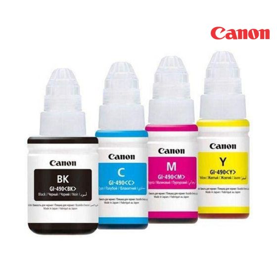 CANON GI-490 (BK/C/M/Y) ORIGINAL BLACK & COLOUR INK BOTTLE 4 PACK