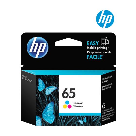 HP 65 Tri-color Ink Cartridge (N9K01AN) for HP DeskJet 2624, 2652, 2655, 3722, 3752, 3755, 3758 Printer