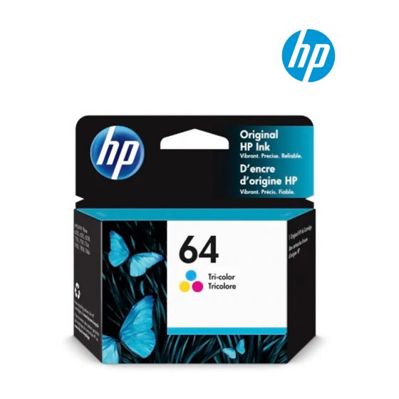 HP 64 Tri-color Ink Cartridge (N9J89AN) for HP ENVY Photo 7155, 6255, 7855, Tango X, Tango Printer
