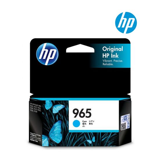 HP 965 Cyan Original Ink Cartridge (3JA77AA) for HP OfficeJet Pro 9010, 9016, 9018, 9018, 9020 All-in-One Printer