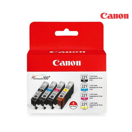Canon CLI-221 Ink Cartridge 1 Set | Black | Colour For PIXMA iP3600, iP4600, iP4700, MP560, MP620, MP620B, MP640, MP640R, MP980, MP990, MX860, MX870 Printers