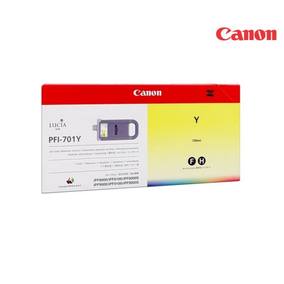CANON PFI-701Y Yellow Ink Cartridge For Canon imagePROGRAF iPF8000, iPF8000s, iPF8100, iPF9000, iPF9000S, iPF9100 Printers