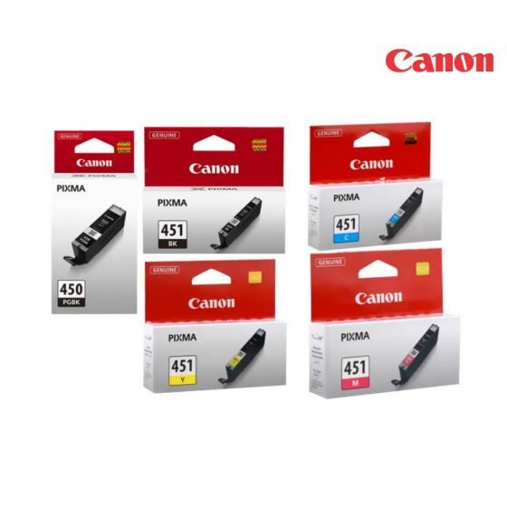 Canon PGI-450/CLI-451 Ink Cartridge 1 Set | Black | Colour| For Pixma iP7240, MG5440, MG6340 Printers