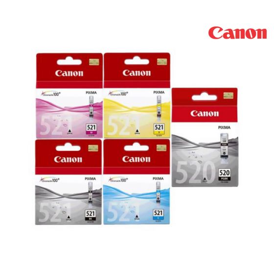 Canon PGI-520/CLI-521 Ink Cartridge 1 Set | Black | Colour|For PIXMA iP3600, iP4700, MP540, MP550, MP560, MP620, MP630, MP640, MP980,  MP990 Printers