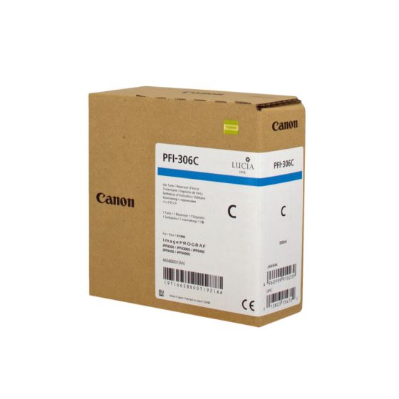 CANON PFI-306C Cyan Ink Cartridge For imagePROGRAF iPF8300, iPF8300S, iPF8400S, Graphic Arts Printers