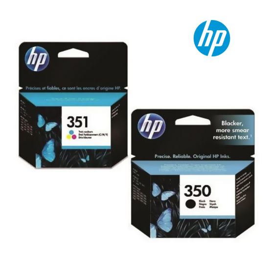 HP 350/351 Ink Cartridge 1 Set | Black CB335E | Colour CB337E for HP Deskjet D4200, D4245, D4260, D4263, D4300, Officejet J5700, J5730, J5780, J5785, J5790, Photosmart C4200, C4599, C5200, D5363 Priter
