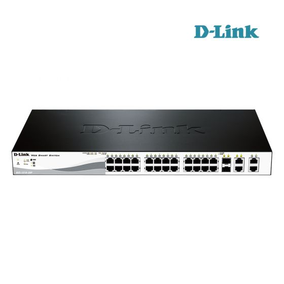 D LINK DES-1210- 28P 24-Port 10/100Base-T PoE with 2 1000BaseT Copper port & 2 Combo SFP/ Gigabit copper port Smart Switch 