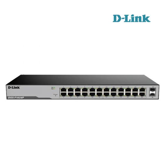 D LINK DGS-F1024P 24 Port Gigabit Unmanaged POE Switch with 2 SFP ports 250 watts