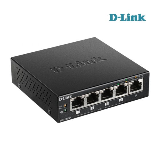 DGS-1005P 5-Port Desktop Gigabit PoE+ Switch