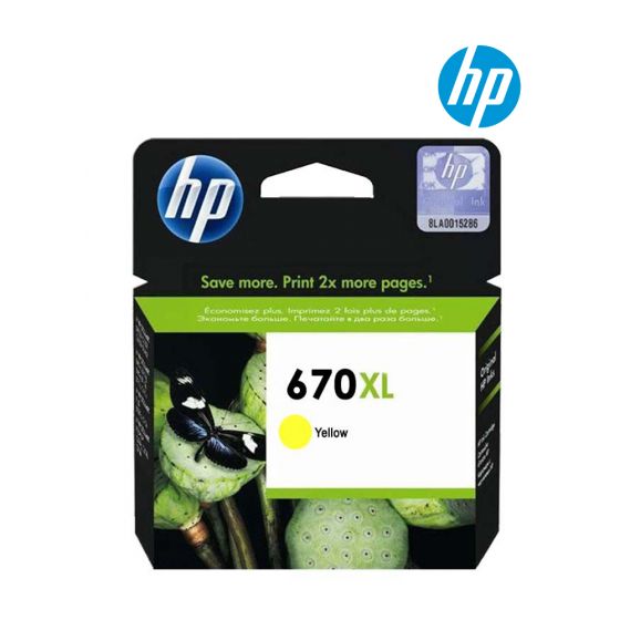HP 670XL Yellow Ink Cartridge (CZ120A) For HP Deskjet Ink Advantage 3525, 4615, 4625, 5525 Printer