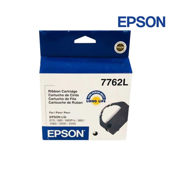 Epson 7762L Black Ribbon Cartridges For Epson LQ-1060, 1060 Plus, 2500, 2500 Plus, 2550, 2550 Plus, 670, 680 Pro, 860, 860 Plus, 3000,  Burroughs Unisys AP 1324,  DQ 4215,  AQ 75V, NPC 136-24, SP 3624 C, AP 1324